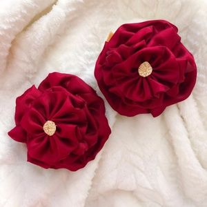 Christmas Handmade fabric wild flower hair clips 2